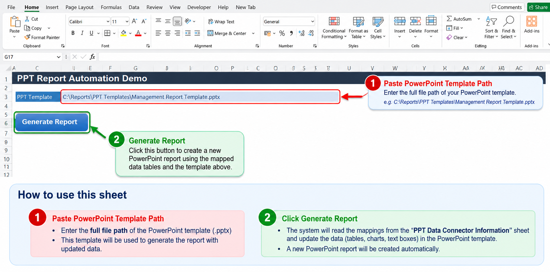 Generate the PowerPoint Report - view 1